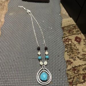 Silver Tone and Turquoise like Necklace